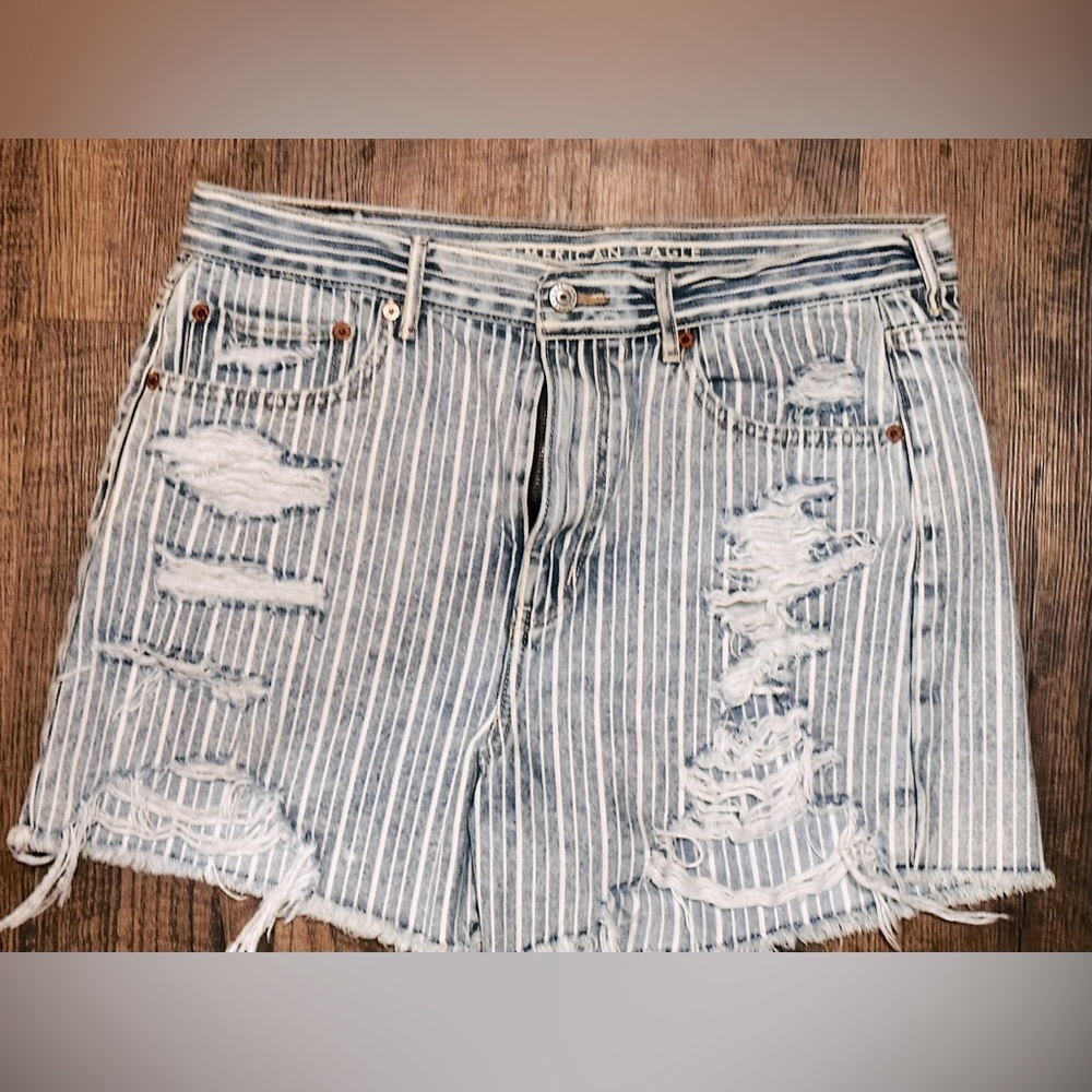AEO striped denim jean shorts
